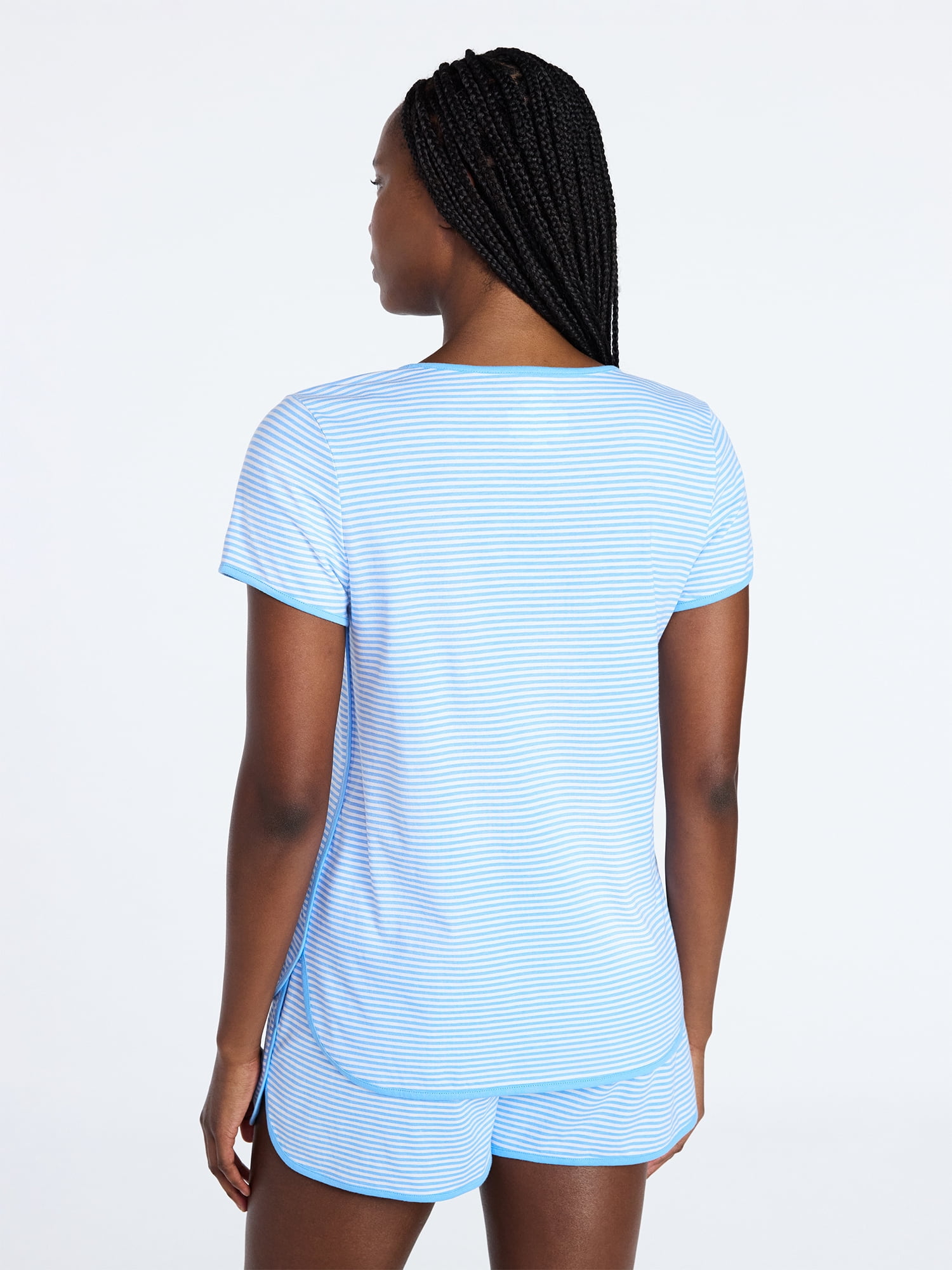Joyspun Women's Lightweight Short Sleeve Sleep Tee and Shorts Set, 2-Piece, Sizes XS-3X