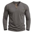 thumbnail image 3 of ZyeKqe Mens Long Sleeve Tops Knitted Button Front Crewneck Casual Lightweight Comfy Workout Athletic Shirts with Pocket, 3 of 6