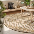 thumbnail image 4 of Round Area Rug 3ft Beige Boho Diamonds Floor Carpets Indoor Floor Area Mat Stain-Proof Mat Circle Rugs for Living Room Dining Room Kitchen Bedroom, Bohemian Tribal Zigzags Circles Sofa Throw Carpet, 4 of 9