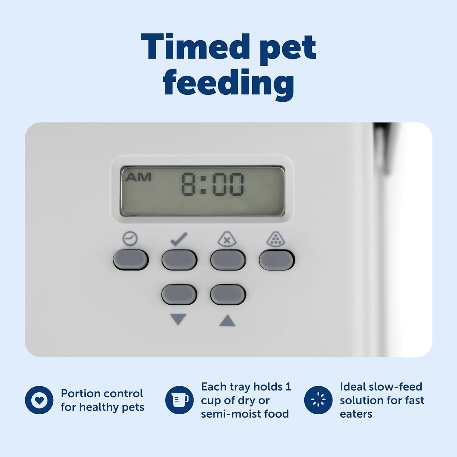 Automatic Dog Feeder, 5 Meals, 40 oz Capacity, Plastic, for Dry Food, Multiple Pets