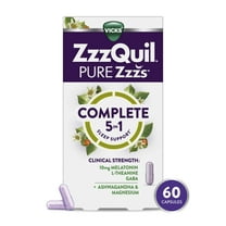 Vicks ZzzQuil Pure Zzzs Sleep Aid, 5-in-1 Capsules with Melatonin 10mg and Magnesium, 60 Count