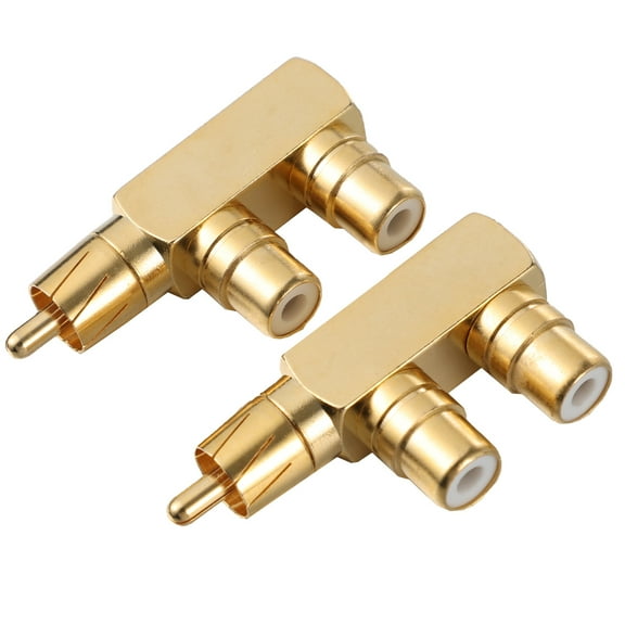 2 Pcs Headphones Splitter Headset Audio Adapter 90 Degree Plug Copper Connector