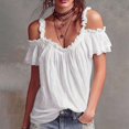 thumbnail image 5 of QGJZVUNL Womens Cold Shouler Going Out Tops Flowy Sleeve Tank Top Summer Outfits Casual V Neck T Shirts Size L, 5 of 6