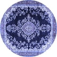 thumbnail image 1 of Ahgly Company Machine Washable Indoor Round Medallion Blue Traditional Area Rugs, 6' Round, 1 of 4