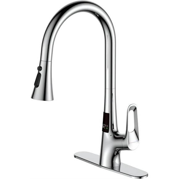 RUVIDA Chrome Kitchen Faucets,Kitchen Sink Faucet with Pull Down Sprayer,Single Handle Motion Sensor Kitchen Sink Faucets with Deck Plate for Commercial RV Farmhouse Camper Laundry