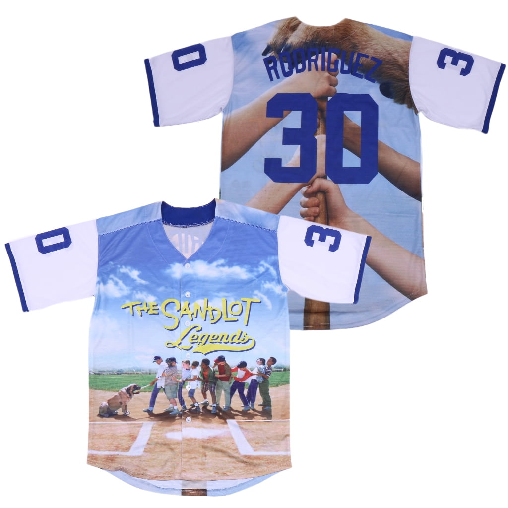 luqiaomaoyi Youth #30 Sandlot Benny The Jet Rodriguez Movie Kids Baseball Jersey Stitched Christmas Summer