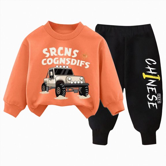 CAICJ98 Toddler Baby Clothes Boys 3 6 12 18 24 Months 2T 3T 4T 5T Boys Fall Winter Outfits Long Sleeve Sweater and Pants 2 Piece Playwear Set (Orange,6-7 Years)