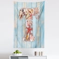 thumbnail image 1 of Letter T Tapestry, Letter T with Freshwater Invertebrates on Weathered Wood Planks, Fabric Wall Hanging Decor for Bedroom Living Room Dorm, 5 Sizes, Dark Coral Pale Blue, by Ambesonne, 1 of 1
