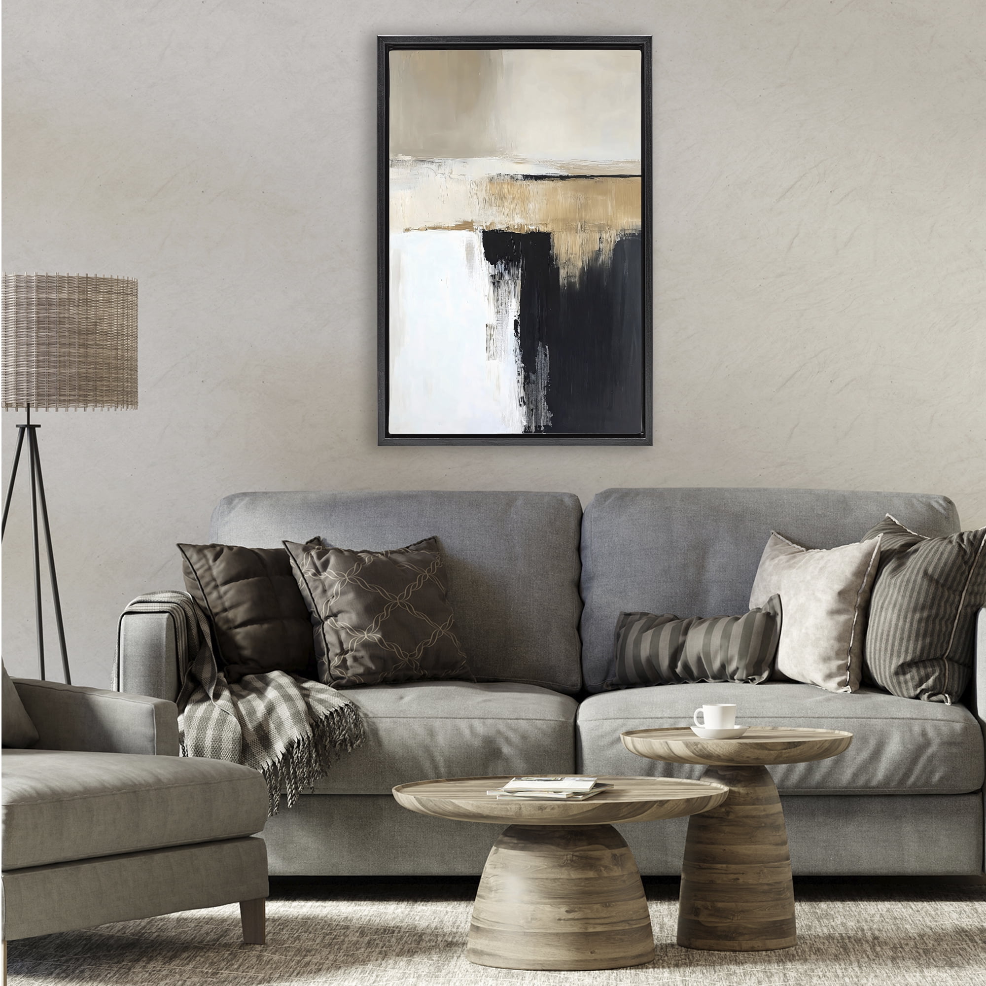 Stupell Industries Desert Horizon Muted Abstract Black Framed Floater Canvas Wall Art, design by Gina Kelly