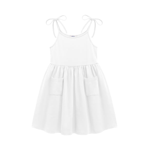 Oudiya Toddler Summer Dress Sleeveless Bowknot Little Girls Casual Sundress Beach Party Dresses with Pocket for Kids 3-8Y