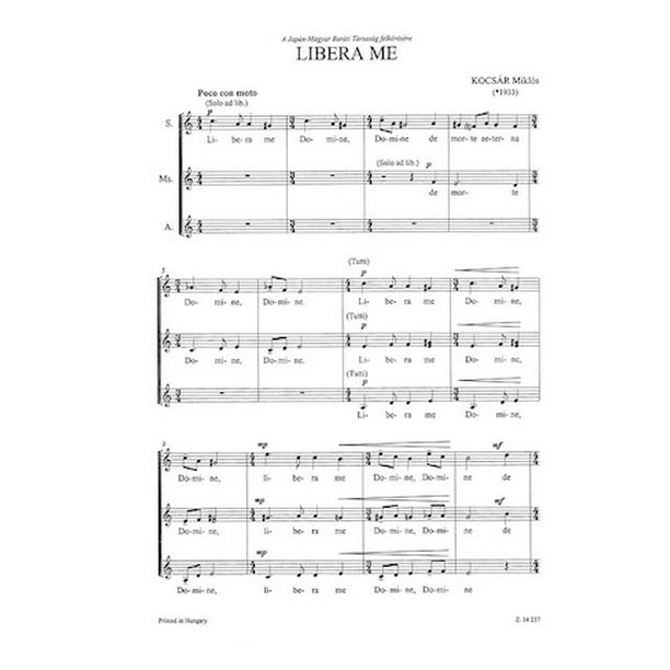 Libera Me Mikla S Kocsa R Sheet Music Songbook Walmart Com Walmart Com Libera Me Mikla S Kocsa R Sheet Music Songbook Walmart Com Walmart Com