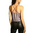 thumbnail image 4 of INSPIRE CHIC Women's Cowl Neck Sparkly Metallic Spaghetti Strap Camisole Party Top L Purple, 4 of 8