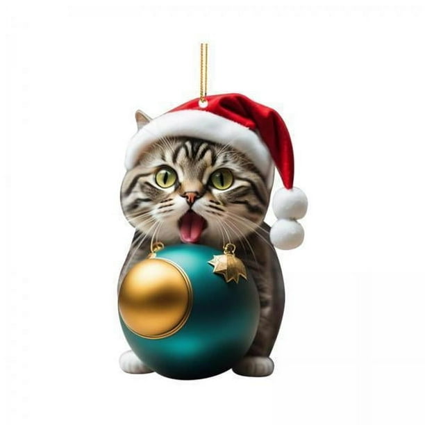 Colgantes colgantes,Adorno colgante navideño para interior y exterior,porche,Adornos colgantes de gato,decoración para árbol de Navidad,Decoración colgante para árbol de Navidad,fiesta