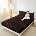 thumbnail image 4 of Feelyou Neon Red Honeycomb Bed Sheets for Kid, Futuristic Geometric King Sheets, Modern Hexagon Sheet Set, Luxury Bedroom Decor, 4pcs, 4 of 7