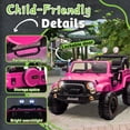 thumbnail image 3 of Xuanlur 24V Ride on Toys for Big Kids w/Width 2 Seat, Ride on Truck w/ Remote Control, Kids Electric Car for Kids, Rear Suspension, Portable Pull Rod, Light, Trunk Storage, Bluetooth, 2.5-4 MPH, Pink, 3 of 7