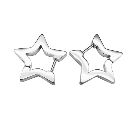 Minimalist Star Earrings Fashion Piercing Earrings Punk Ear Simple Hoop Earrings Stainless Steel