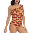 thumbnail image 3 of Gaeub Red Cars Women's One Shoulder Ruffle Tummy Control Swimwear for Swimming Surfing Beach Party - Large, 3 of 8