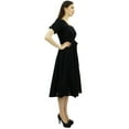 thumbnail image 4 of Bimba Women's Short Sleeve Linen Shift Dress With Belt Casual Dresses, 4 of 9