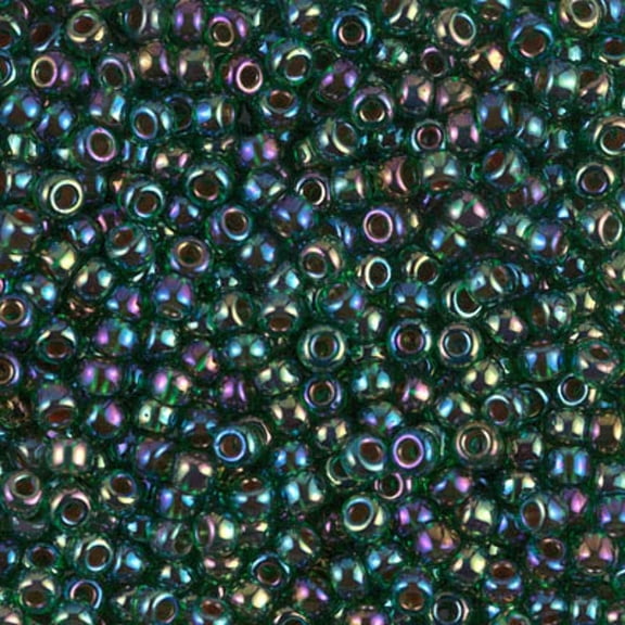 Lined Green AB Miyuki Seed Beads 8/0 8-9344-TB