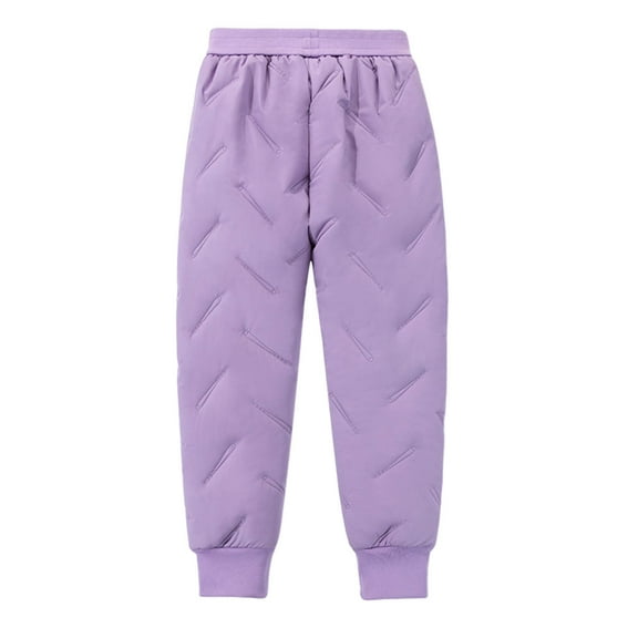 Lenpel Children's Snow Pants Girls Boys Fleece Lined Elastic Waist Pull on Waterproof Thick Warm Pants Outdoor Jogger Pants(Purple,14-15 Years)