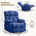 thumbnail image 2 of JMYMRY Soft Fabric Massage Heating Swivel Recliner Chair with USB Port, 4 Storage Pockets & 2 Cup Holders for Living Room,DarkBlue, 2 of 10