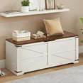 thumbnail image 2 of Uforic 47.2" Farmhouse Storage Bench, Wooden Chest with Safety Hinges, Shoe Organizer - White, 2 of 10
