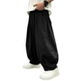 thumbnail image 2 of Nilvkv Girls Baggy Sweatpants, Girls Pants, Wide Leg Sweatpants in Solid Colors with Elastic Waist and Side Pockets for Casual Fall Days Black 9-10 Years, 2 of 6