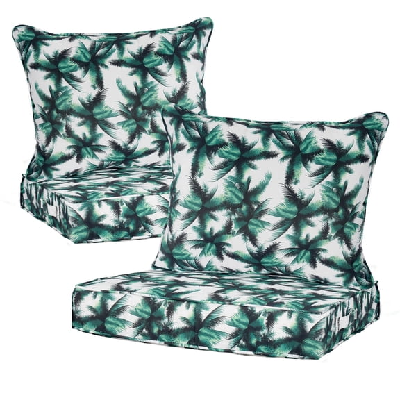 FKS LIFE Outdoor Deep Seat Cushion Set 24 x 24 x 4 Waterproof Fade Resistant for Chairs and Sofas (2 Set)