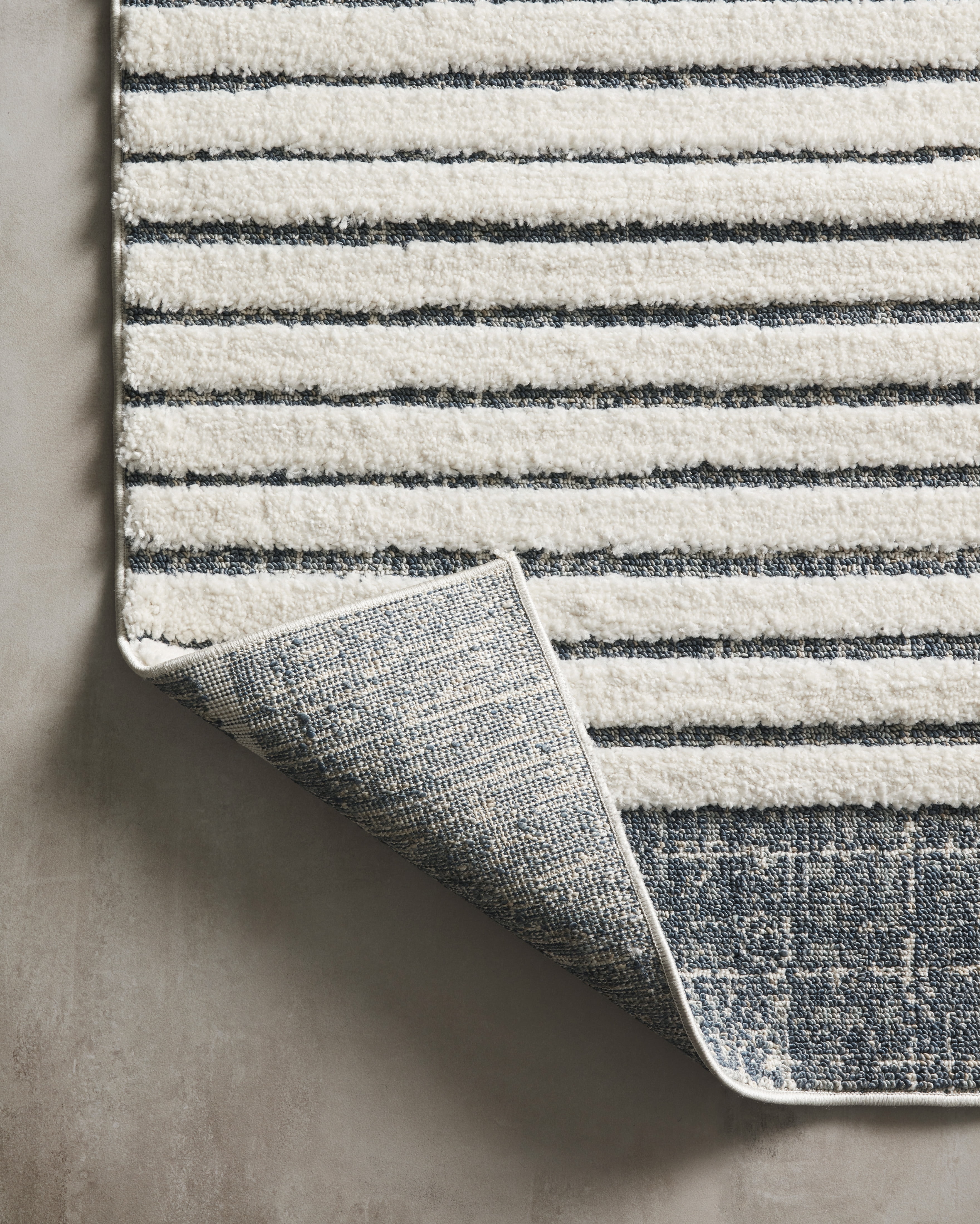 Loloi Hagen HAG-01 White / Ocean Striped Area Rug 18" x 18" Sample Swatch
