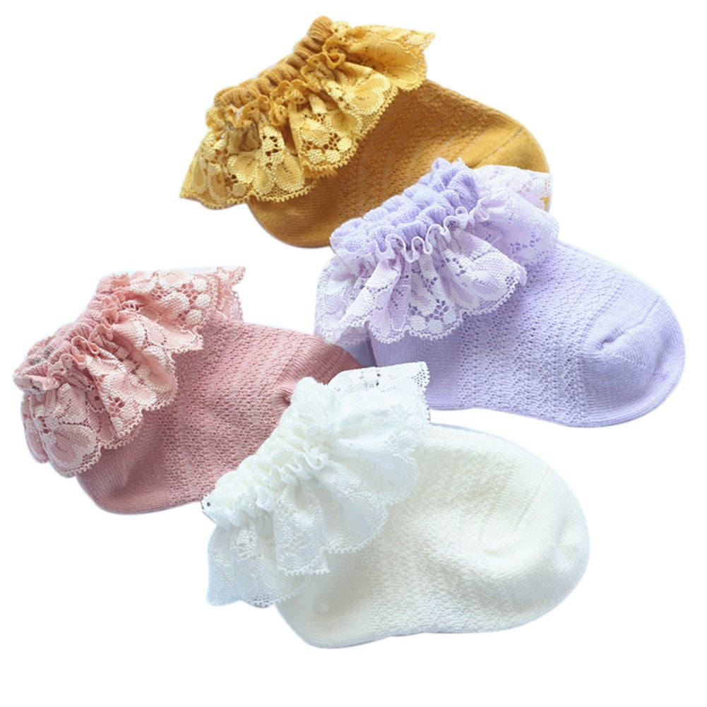 Fashion Lace Ruffle Baby Girls Ankle Socks Cute Spanish Frilly Breathable Soft