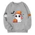 thumbnail image 4 of bbymog Girls' Fashion Pumpkin Graphic Sweatshirt Halloween Crewneck Pullover Top Long Sleeve Sweatshirts for Girls Gray D 6Y, 4 of 6