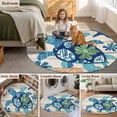 thumbnail image 5 of Ocean Turtle Round Rugs for Living Room 5ft Sea Animals Rustic Wooden Board Non Slip Circle Rug Washable Low-Profile Indoor Carpet for Bedroom, Dining Room, Bathroom, 5 of 9
