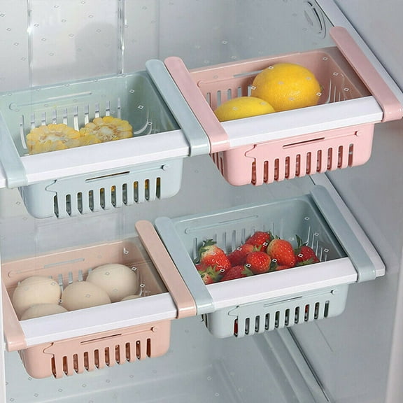 Worgeous Creative Yellow Refrigerator Partition Layer Plastic Holder for Kitchen Use Easy Clean Storage Box 2pcs