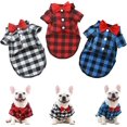 thumbnail image 1 of 3Piece Plaid Pet Shirt Dog Polo Shirts with Bow Tie Classical Buffalo Pet Clothes Breathable Cats T-Shirt for Small Medium Dogs Puppy 3Colors L, 1 of 4
