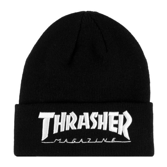 Gorro tejido Thrasher bordado negro de acrílico