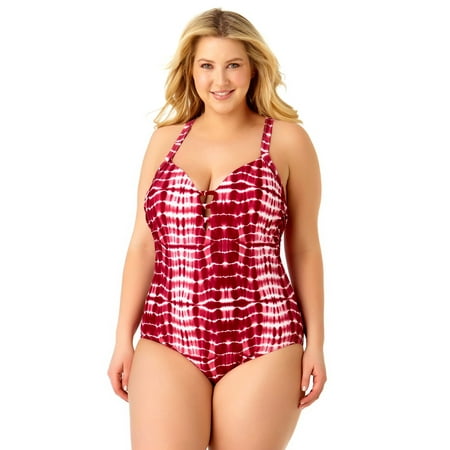 Lycra Strappy 4 Piece - Catalina Women's Plus Size Boho Tye Dye Strappy One Piece Swimsuit