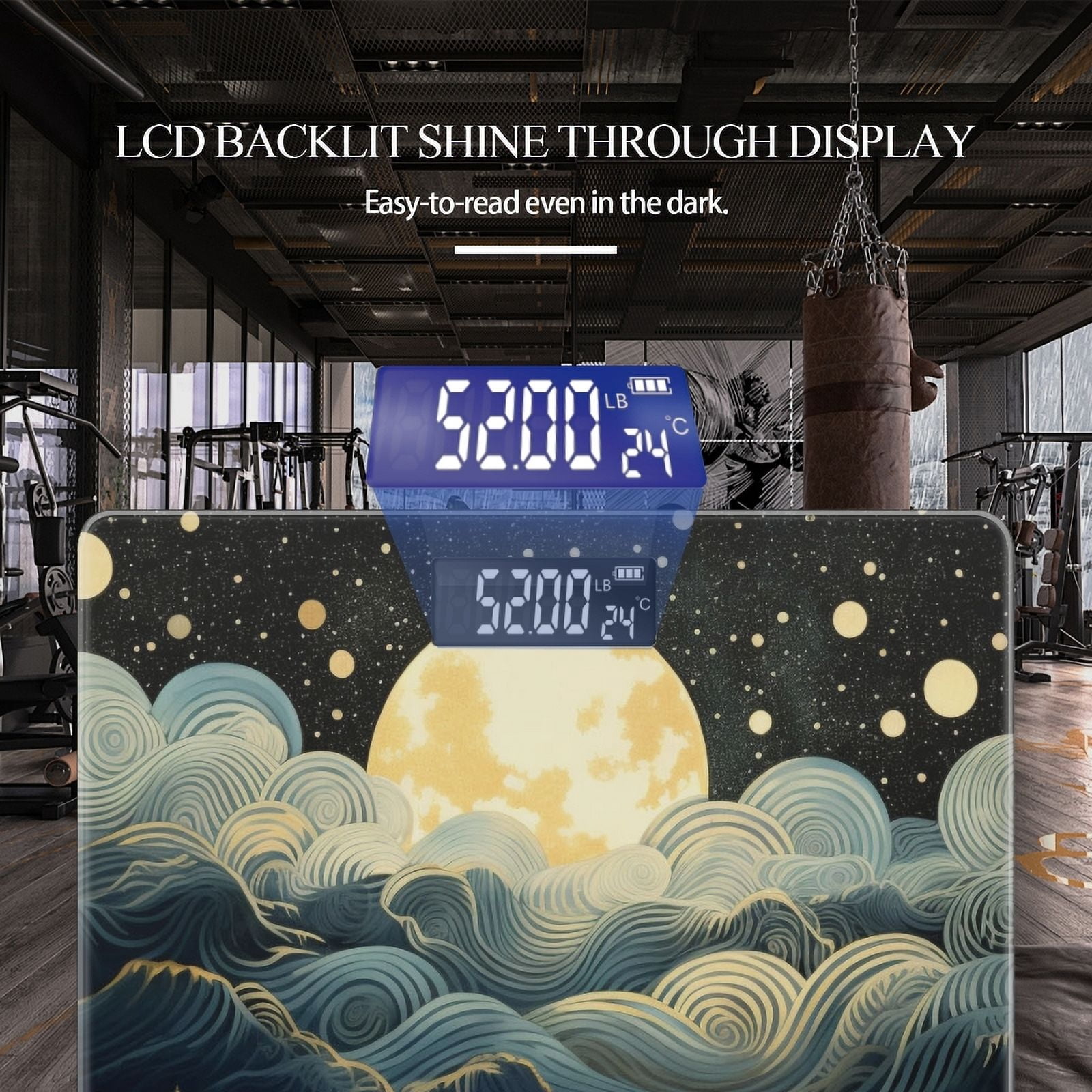 Bathroom Scale, Highly Accurate Digital Body Scale,Precisely Measures Weight up to 400 lbs-Rolling Hills Under The Moonlight