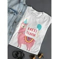 thumbnail image 3 of Smartprints Womens Graphic Tee - Party Llama Cute Pink Boho Llama - Regular Fit 100% Cotton, 3 of 4