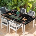 thumbnail image 2 of Christmas Deer Table Cloths for 6 Foot Rectangle Tables, Winter Xmas Snowflakes Bow Tree Black Patio Waterproof Elastic Fitted Tablecloths, Washable Rectangular Table Cover for Camping, 2 of 8