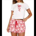 thumbnail image 2 of Conjunto de Pijama para Mujer Y2K, Conjunto de Pijama para Niña, Camiseta de Corta, Top Corto Estampado y Pantalones Cortos, Conjunto de Pijama de 2 Piezas. Rosa XL, 2 of 6