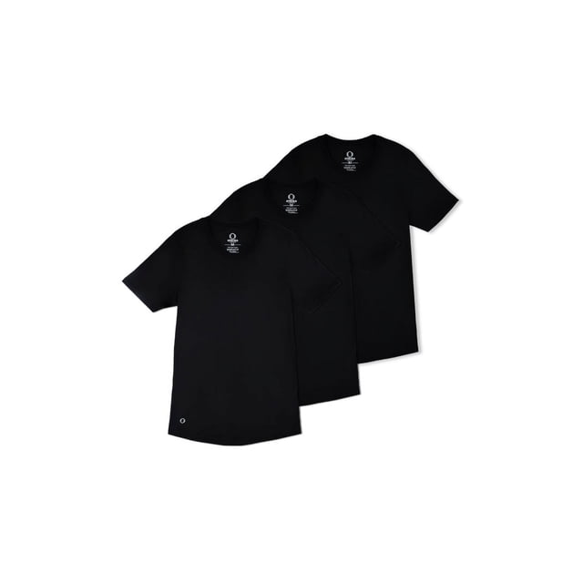 OTECKA T-Shirt à Col Rond en Coton Supima pour Homme Coupe Ajustée avec Évacuation de l'Humidité -3 Paquets