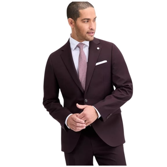 Ted Baker Mens Modern fit Wool Suit Jacket Blazer 36 R Burgundy Red Solid