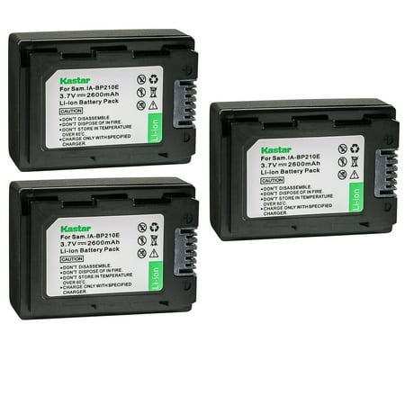 Kastar IA-BP210E Battery 3-Pack Replacement for Samsung SMX-F70 SMX-F70BP SMX-F70BN SMX-F400 SMX-F500 SMX-F501 SMX-F530 SMX-F700 HMX-F80 HMX-F80BP HMX-F80SP HMX-F80BN HMX-F80SN Camera