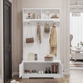 thumbnail image 1 of Noble House 72" Coat Rack,Entryway Shoe Cabinet & Hall Tree Multifunctional,White, 1 of 9