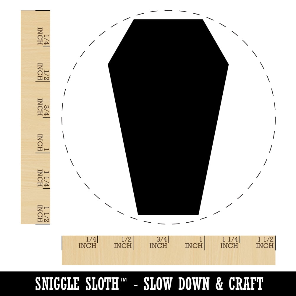 Coffin Halloween Solid Self-Inking Rubber Stamp Ink Stamper - Black Ink - Large 1-1/2 Inch