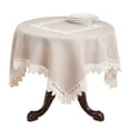 thumbnail image 1 of SARO 9212.T54S 54 in. Square Lace Trimmed Table Topper - Taupe, 1 of 3