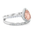 thumbnail image 2 of Two Piece Pear Teardrop Ring Morganite CZ 925 Sterling Silver Size 5, 2 of 4