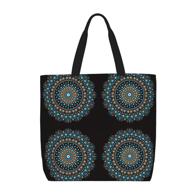 Fotbe Mandala Bolsa Tote con Estampado para Mujer, Bolsos con Cremallera, Bolsa de Hombro Casual de Gran Capacidad con Bolsillos Internos