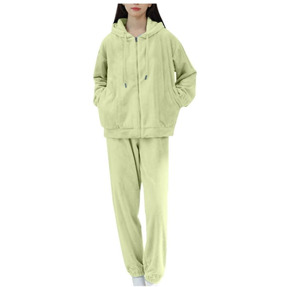 Kiplyki Flash Womens Sleepshirts Nightgown Fall and Winter Standing Collar Thickened Set Suit Home Clothing Long Sleeve Trousers Pajama
