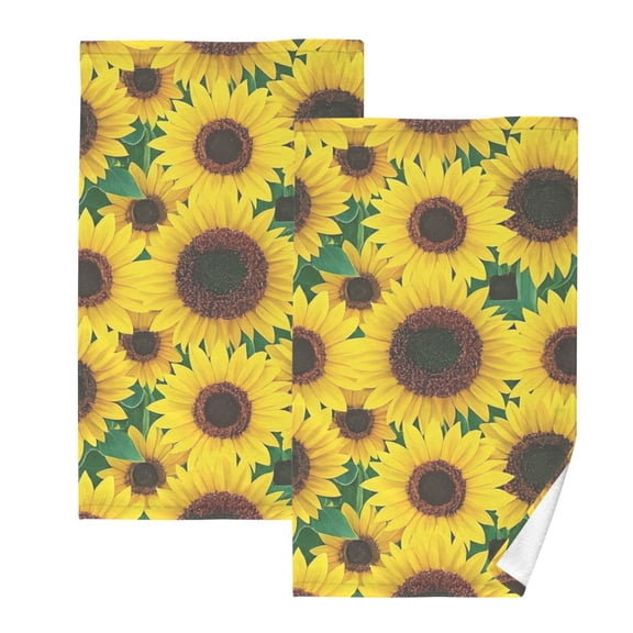 Ryvnso Sunflower Pattern Cotton Hand Towels Sets Face Towel 2 PCs Bathroom Decorative